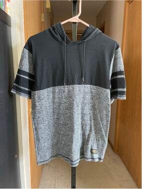 Men's BKC Black Gray Short Sleeve Hoodie M